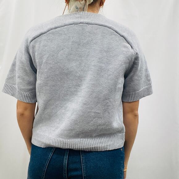 Abercrombie & Fitch L gray crewneck short sleeve sweater - Picture 4 of 6